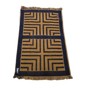 Vtg Yves Saint Laurent Geometric Cotton Terry Hand Towel Fieldcrest Gold Navy